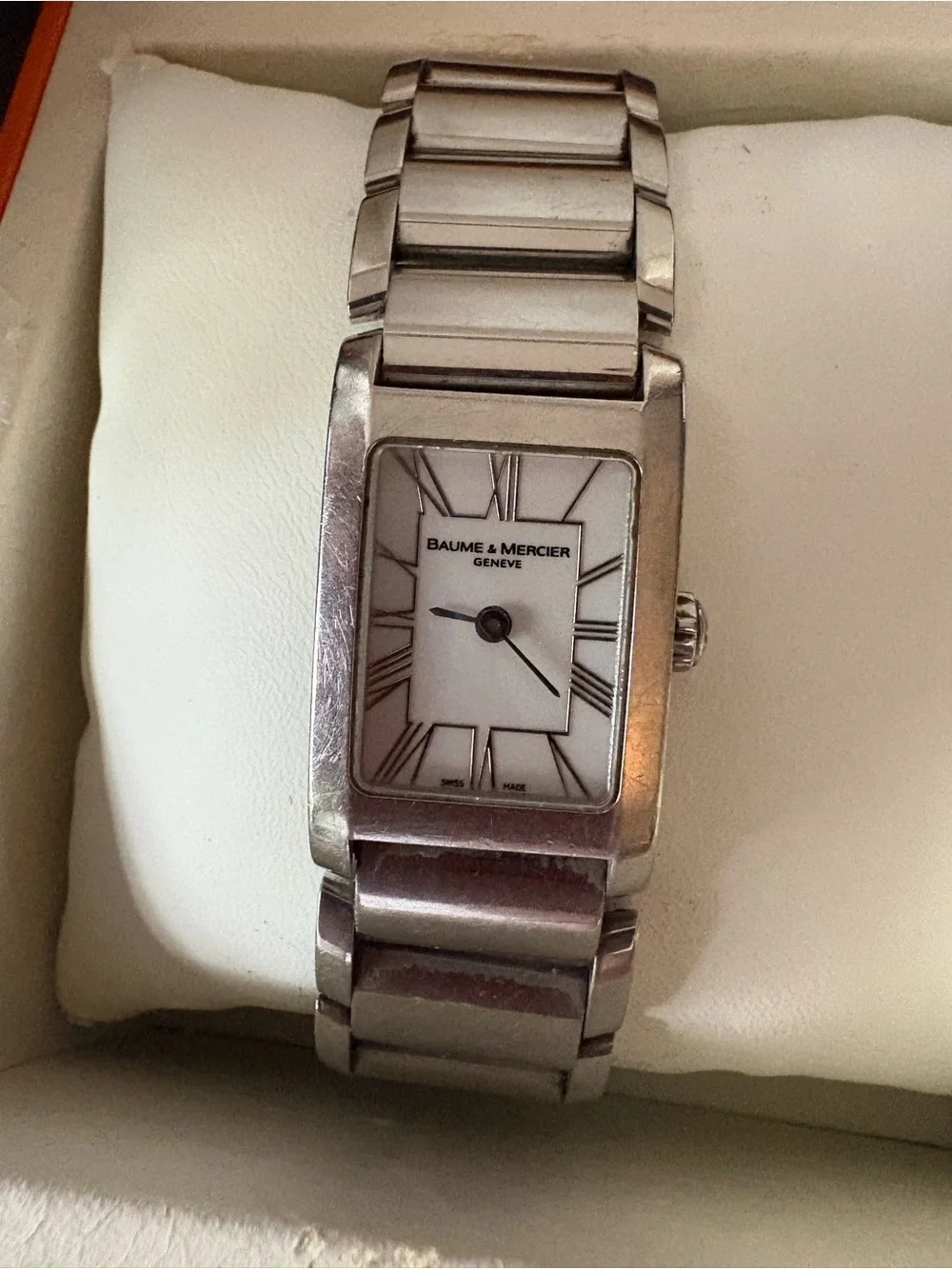 Women’ Baume & Mercier Hampton Classic Silver Rectangular Bracelet Watch